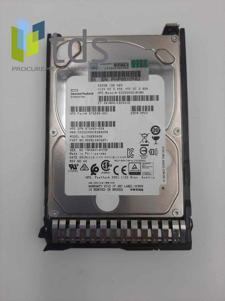 872736-001 HPE 600GB 10K 12G SFF SAS SC ハードドライブ :B071R5SXV2